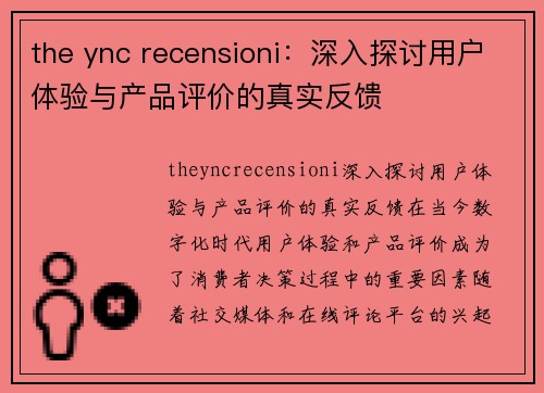 the ync recensioni：深入探讨用户体验与产品评价的真实反馈